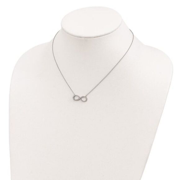 Sterling Silver Rhodium-plated with CZ Infinity Necklace - Picture 2 of 9